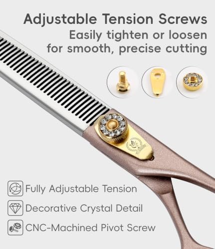 Professional Thinning Scissors for Dog Cat 7'' Pet Grooming Scissors 440C Stainless Steel Thinning Shears for Dogs 50/56 Teeth