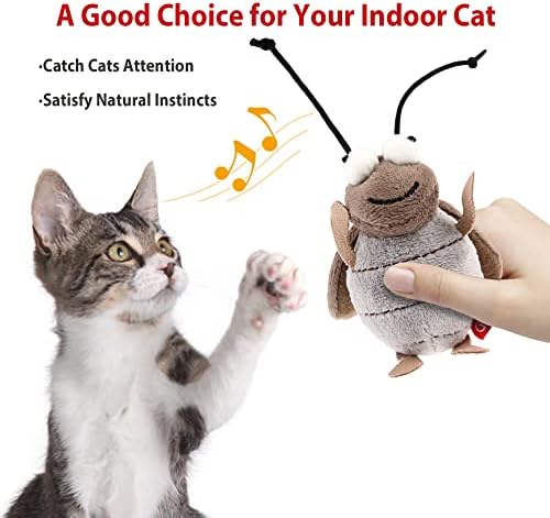 Gigwi Interactive Toy Set for Indoor Cats - 3PCS Plush Pack Including Squeaky Feather, Mouse Hunt, Chase Bird, and Chirping Cricket Toys