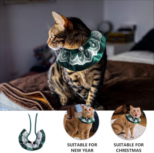Cat Lace Collar with Pearl Bow, Adjustable Polyester Neckwear for Cats