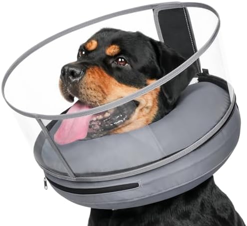 BARKLESS Dog Donut Cone for Large Dogs with Transparent Shield Inflatable
