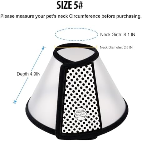 Depets Adjustable Recovery Pet Cone E-Collar for Cats Puppy Rabbit, Plastic Elizabeth Protective Collar Wound Healing Practical Neck Cover, Neck Girth 8.1 in