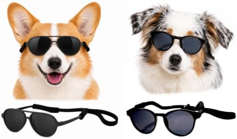 G010 Dog Pet Costume Prop Aviator Sunglasses Medium Breeds 18-40 lbs (2 Pack Aviator Black+Panto Black)