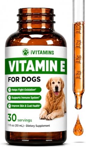 Vitamin E for Dogs - Vitamin E Oil for Dogs - Helps to Support Joint Health, Mobility, Skin & Coat Health, & Much More - Dog Joint Support - Dog Skin & Coat Supplement - 1 fl oz