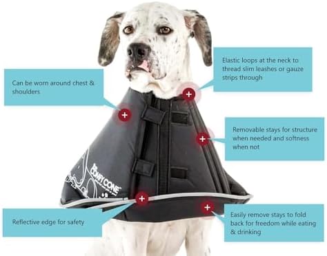 All Four Paws Comfy Cone Pet Cone for Dogs, Cats, Medium (Extra-Long), Tan - Comfortable Soft Dog Cone Collar Alternative for After Surgery, Wound Care, Spay, Neuter - Recovery Elizabethan-Collar