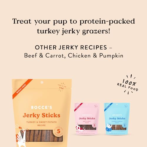 Bocce's Bakery Turkey & Sweet Potato Flavor Jerky Stick Dog Treats, 4 oz
