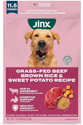 Jinx Dry Dog Food - Grass-Fed Beef, Brown Rice & Sweet Potato, 11.5lb