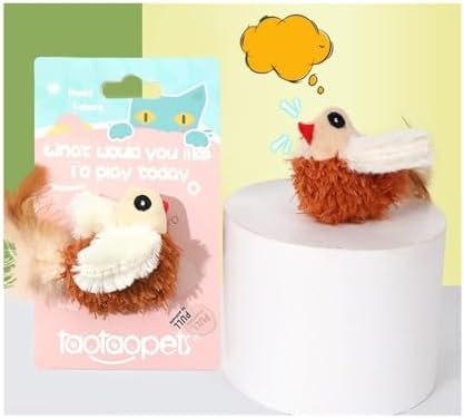 Sound Bird cat Toy, Electronic pet cat Toy, Simulated Animal cat Toy, Feather Tail, cat Stick, Catnip Scent, attracting Interesting Birds, Frogs and Chickens. Three Options are Available.(Chick)