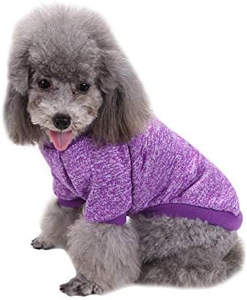 Jecikelon Dog Clothes Dogs Sweater Soft Puppies Clothing Winter Puppy Sweaters Warm Outfit for Dogs Small XXS XS Cat Apparel (Purple, XXS)