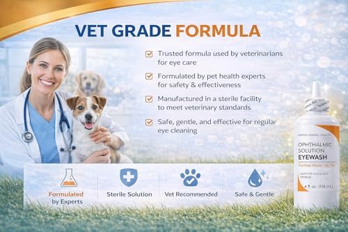 Dog Eye Wash – Sterile Pet Eye Cleaner for Dogs & Cats – Soothes Irritation, Removes Debris & Tear Stains – Gentle Ophthalmic Solution – 4 fl oz