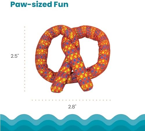 Catstages Plaque Away Pretzel Cat Toy – Interactive Catnip Dental Chew Toy to Help Clean Teeth, Fun for Play and Chewing, Orange (Pack of 2)