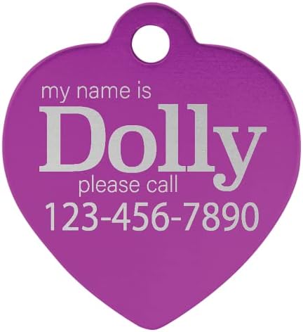 Signature Custom Laser Engraved Anodized Aluminum Pet ID Tags (Silver, Heart 1 1/4" x 1 1/4")