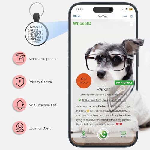 QR Code Cat Tag, Modifiable Pet Online Profile Display Page, Multiple Emergency Contact, Silent Silicone, Collar Accessories, Personalized Cat Tag (Small Breeds - 1", Black & Blue)