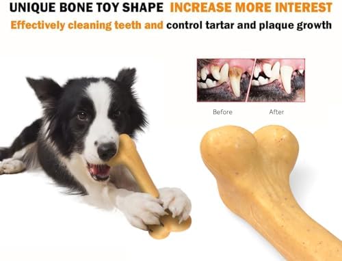 Indestructible Dog Bones for Aggressive Chewers, Durable Tough Puppy Teething Toys, Interactive Dog Toys for Medium/Large Breed, Beef & Chicken Flavor (3pcs)