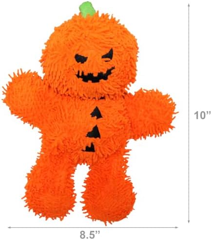 MIGHTY Tuffy Microfiber Medium Pumpkin Man Ultra Durable Plush Dog Toy
