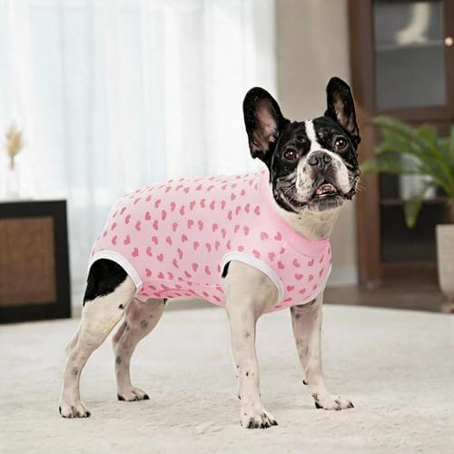 2 Packs Pet Dog Recovery Onesie Suit for Dogs Cats After Surgery,Dog Abdominal Wounds Bandages Cone E-Collar Alternative. (White Flower, L)