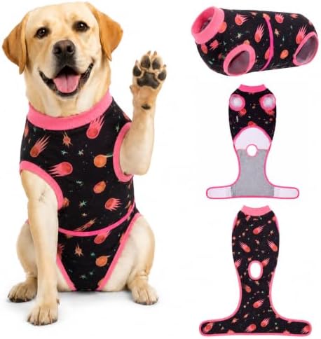PetWarm Neuter Recovery Suit, Recovery Bodysuit, Galaxy, Orange, XL