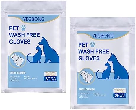12 Pieces Grooming Gloves Pet Grooming Gloves Bath Wipe Non Woven Glove Wipe Hair Removal Quick Cleaning Suitable for Dogs Cats Puppy