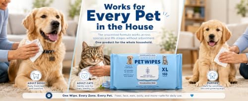 Dog Wipes for Paws and Butt, XL 2-Pack 200 Count, Fragrance Free