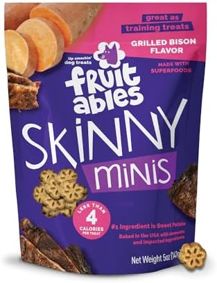 Fruitables Skinny Mini Dog Treats, Training Treats, Grilled Bison, 5oz