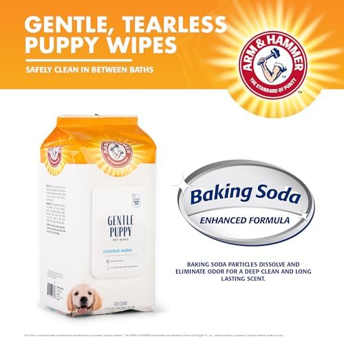 Arm & Hammer Puppy Grooming Wipes, Coconut Water, 100 Count, 3-Pack