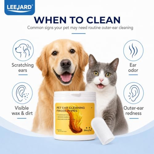 50-Count Pet Ear Finger Wipes - Wax & Odor Removal