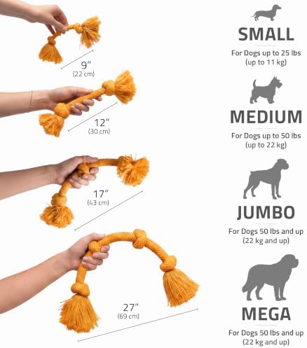 Playology Tug Rope Dog Toys for Medium Dogs - Medium, Cheddar Cheese Scent
