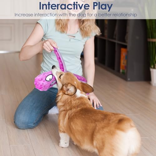 4 Pack Squeaky Dog Toys - Octopus Plush Dog Toys for Aggressive Chewers, No Stuffing, Crinkle, Durable Interactive, 4 Colors