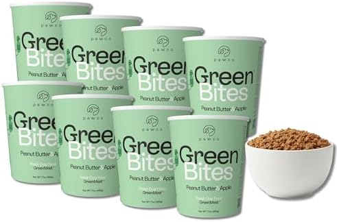 PawCo Fresh Dog Food – Supports Energy, Digestion & Overall Health – Peanut Butter & Apple Recipe with Sweet Potato, Flaxseed, Omega-3 & Probiotics – GreenBites – Pack of 8 x 17oz