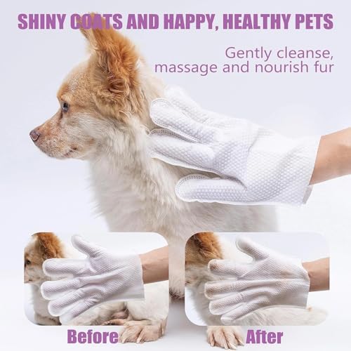 Pet Bath Wipes for Dogs and Cats - 10 Pcs Dog Cat Grooming Gloves Wipes - Gentle Cleaning Fur, Face, Ear, Eye, Paws and Butt - Thick Puppy Wipes (2pcs/1pack)