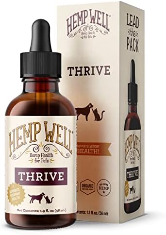 Hemp Well Thrive Hemp Oil for Dogs & Cats, Omega 3 & 6 Supplement, 2 Fl Oz