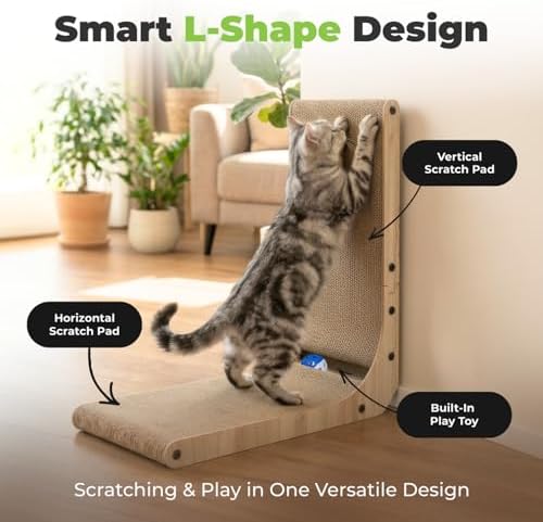 Best Pet Supplies Catify L-Shaped Cardboard Cat Scratcher - H: 26"