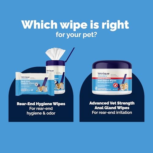 Vetnique Glandex Rear End Wipes for Dogs & Cats, Anal Gland Hygiene