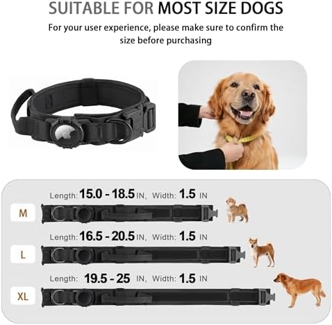 Upgraded Airtag Dog Collar Waterproof, Adjustable GPS Training Nylon