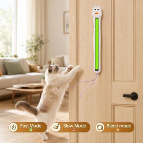 Interactive Cat Toys for Indoor Cats - Wall Mounted Electric Auto Motion Flying Rope Interactive Toy for Indoor Cats, Motion-Activated Flying Rope with Suction Cup for Boredom Relief (White)