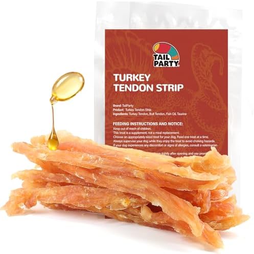 TailParty Turkey Tendons for Dogs, with Fish Oil & Taurine(Strip, 8oz)