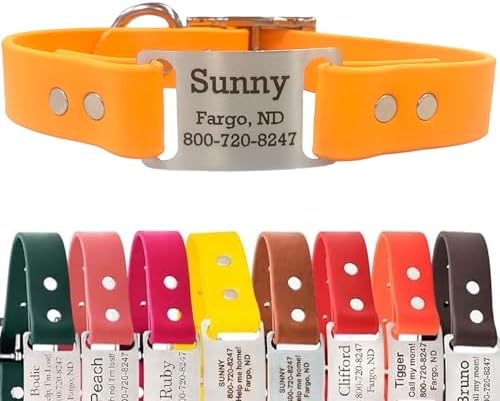 dogIDs Personalized Dog Collar – ScruffTag Custom Waterproof Biothane Dog Collar with Laser-Engraved Name, Durable & Odor-Resistant – USA Made | Creamsicle, 3/4 in x 14 in (Fits Neck Sizes 12-16 in)