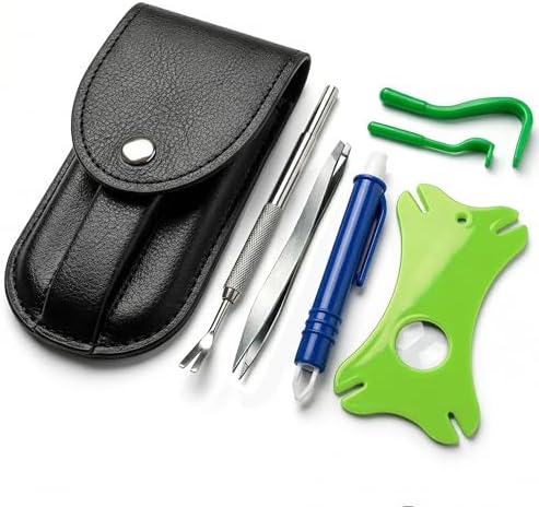 VENOMKILLER 6-in-1 Tick Remover Kit – Tick Removal Tool Set with Stainless Steel Tick Tweezers, Tick Card, Hooks & Leather Case – Tick Remover for Dogs, Cats & Humans