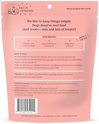 Bocce's Bakery Beefin' Up Protein Jerky Dog Treats, Beef (5 oz)