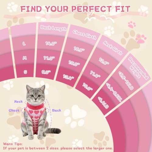 EMUST Recovery Suit for Cats, Soft Breathable Surgical Suit Anti Licking