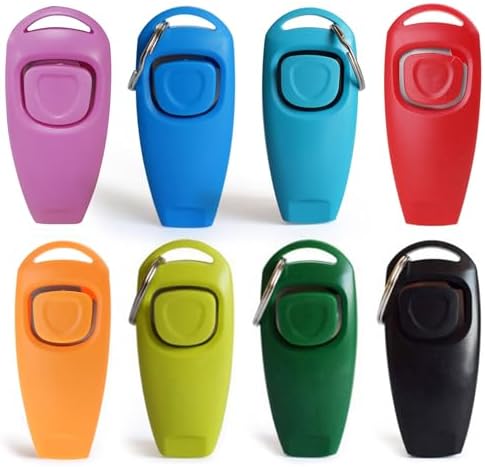 Pet Training Clicker and Sound Trainer with Keyring, Dog Clicker Combo for Behavioral Training, 8 Colors