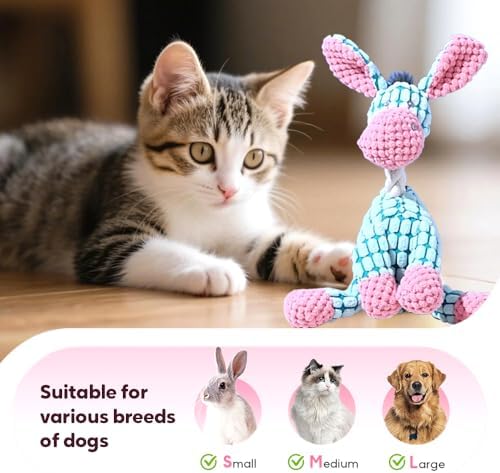 Eadwe 2026 New Dog Toys, Indestructible Plush Dog Toy, Dogs Toys for Aggressive Chewers, Dogs Squeaky Chew Toy for Indoor Pups Teething (I)