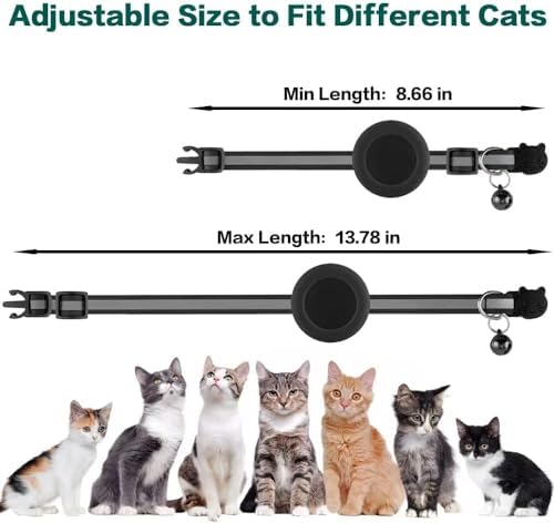 AirTag Cat Collar with AirTag Holder, Breakaway Reflective Cat Tracker Collar with Bell by AmazeGoods