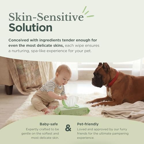 Nina Woof Dog Wipes – Fragrance-Free, Alcohol-Free, Hypoallergenic Pet Grooming Wipes with Aloe Vera, Biodegradable, for Dogs & Cats: Paws, Face, Ears & Butt – 2-Pack (140 Count)