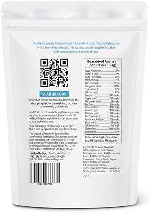 JustFoodForDogs Nutrient Blend, Dog Multivitamin Mix for Homemade Dog Food