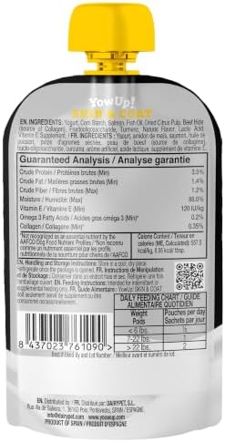 YowUp Dog Yogurt Treat, Skin and Coat Support with Salmon, 4 Pouches