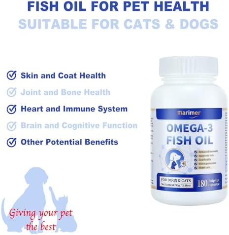 MARIMER Omega-3 Fish Oil for Dogs & Cats, Snip Tips Softgels, 180 Count