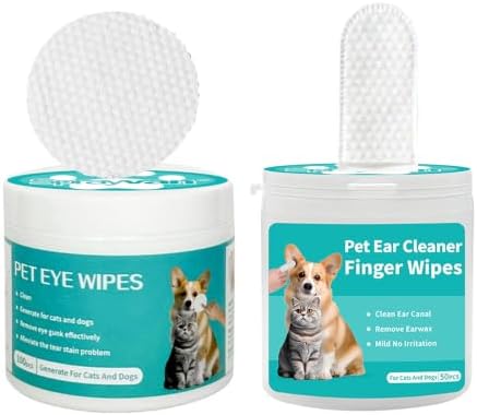 Dog Tear Stain Wipes & Ear Cleaning FingerWipes Kit