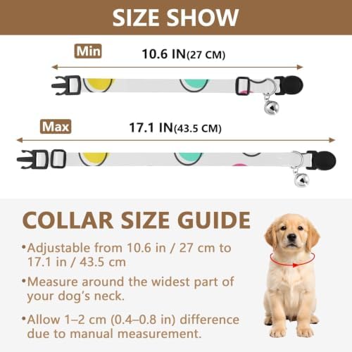 Cute Colorful Polka Dot Breakaway Cat Collars with Bell 2 Pack Pet Collars Adjustable Length 10.6" to 17.1"
