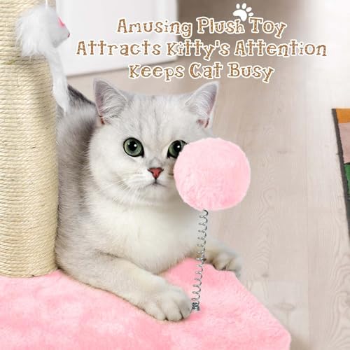 ANWA 32" Tall Sisal Cat Scratching Posts Tree for Indoor Cats Adults, Pink