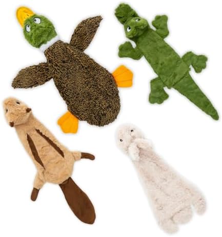 Best Pet Supplies Squeaky Dog Toys with Soft Durable Fabric for Small, Medium and Large Pets Interactive Toy for Indoor Play, Supports Active Biting and Play - 4 Figures, Medium
